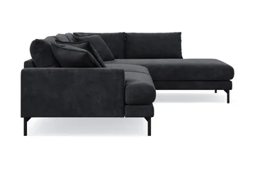 Menard Premium 5-istuttava oikeakätinen L-muotoinen syvä divaanisohva chenillestä - Trenza 01, Musta Chenille - Huonekalut - Sohva - Divaanisohva