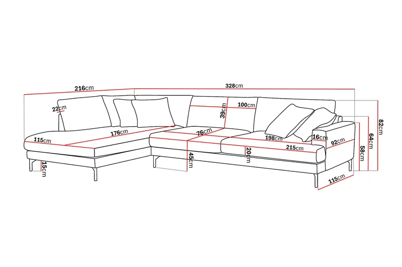Menard Premium 5-istuttava vasenkätinen L-muotoinen syvä divaanisohva chenillestä - Vaaleabeige - Huonekalut - Sohva - Divaanisohva
