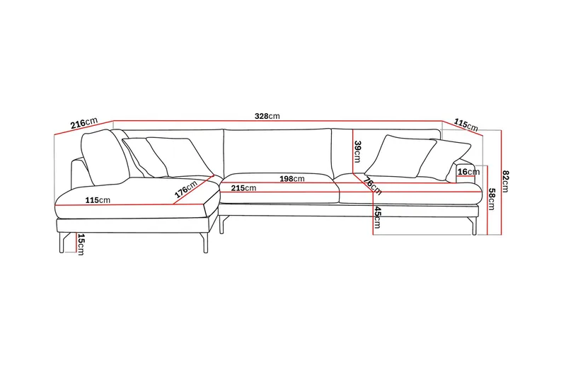Menard Premium 5-istuttava vasenkätinen L-muotoinen syvä divaanisohva chenillestä - Ruskea - Huonekalut - Sohva - Divaanisohva