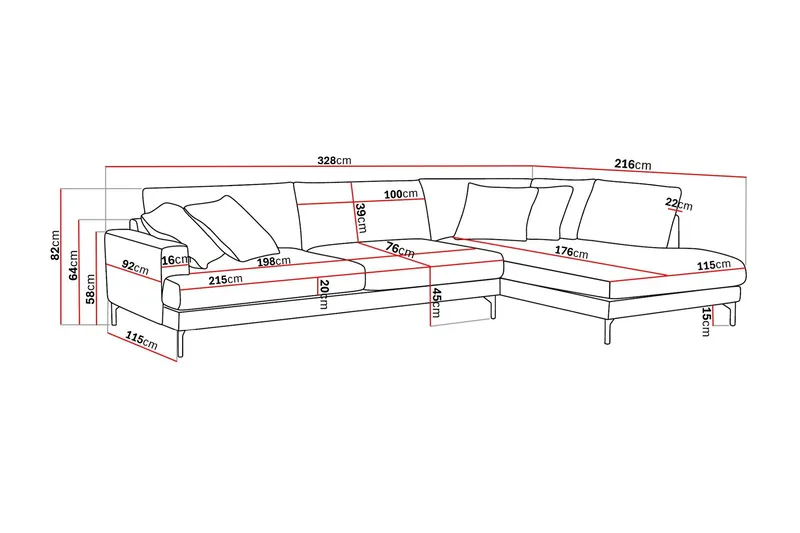 Menard Premium 5-istuttava Oikeakätinen L-muotoinen Syvä Leposohva Chenillellä - Ruskea - Huonekalut - Sohva - Divaanisohva