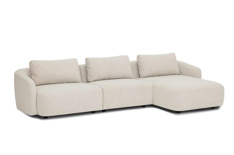 Milano 5-istuttava Pyöristetty Oikeakätinen L-sohva Matalla Selkänojalla Beige Boucle - Huonekalut - Sohva - Divaanisohva