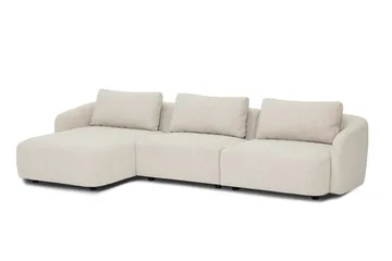 Milano 5-istuttava pyöristetty vasenkätinen L-sohva matalalla selkänojalla, beige bouclé - Beige - Huonekalut - Sohva - Divaanisohva