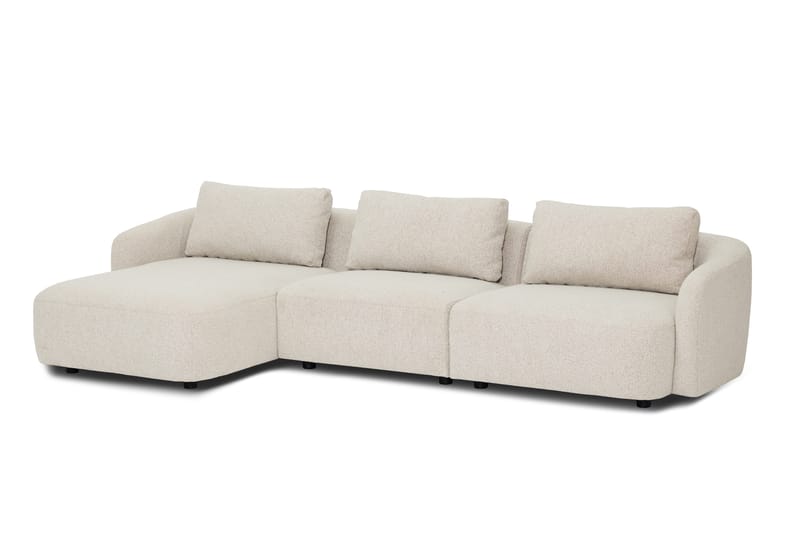 Milano 5-istuttava Pyöristetty Casenkätinen L-sohva Matalalla Selkänojalla, Beige Boucle - Huonekalut - Sohva - Divaanisohva