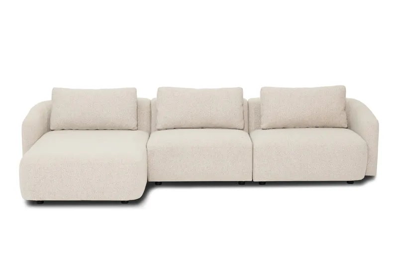 Milano 5-istuttava Pyöristetty Casenkätinen L-sohva Matalalla Selkänojalla, Beige Boucle, undefined