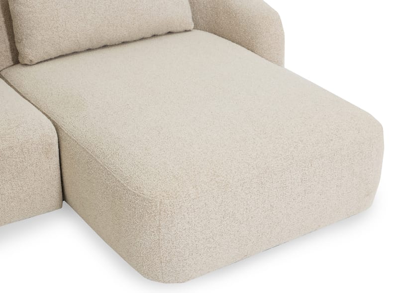 Milano 5-istuttava Pyöristetty Oikeakätinen L-sohva Matalla Selkänojalla Beige Boucle - Huonekalut - Sohva - Divaanisohva