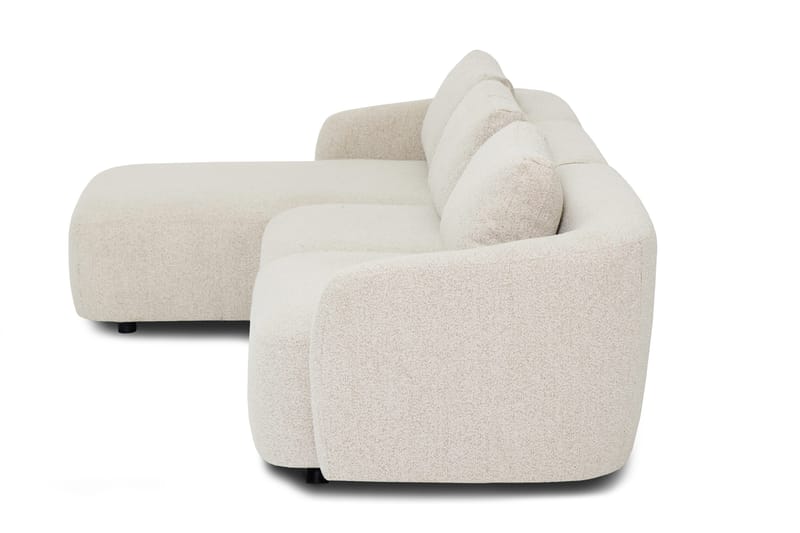 Milano 5-istuttava Pyöristetty Casenkätinen L-sohva Matalalla Selkänojalla, Beige Boucle - Huonekalut - Sohva - Divaanisohva
