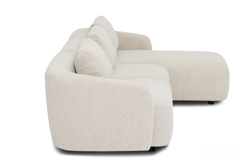 Milano 5-istuttava Pyöristetty Oikeakätinen L-sohva Matalla Selkänojalla Beige Boucle - Huonekalut - Sohva - Divaanisohva