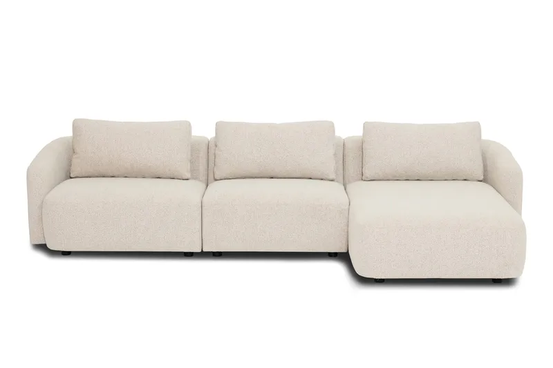 Milano 5-istuttava Pyöristetty Oikeakätinen L-sohva Matalla Selkänojalla Beige Boucle, undefined