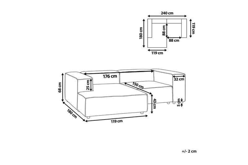 2-sits Hörnsoffa Beliani Aprica Högervänd Left-faced - Huonekalut - Sohva - Moduulisohva