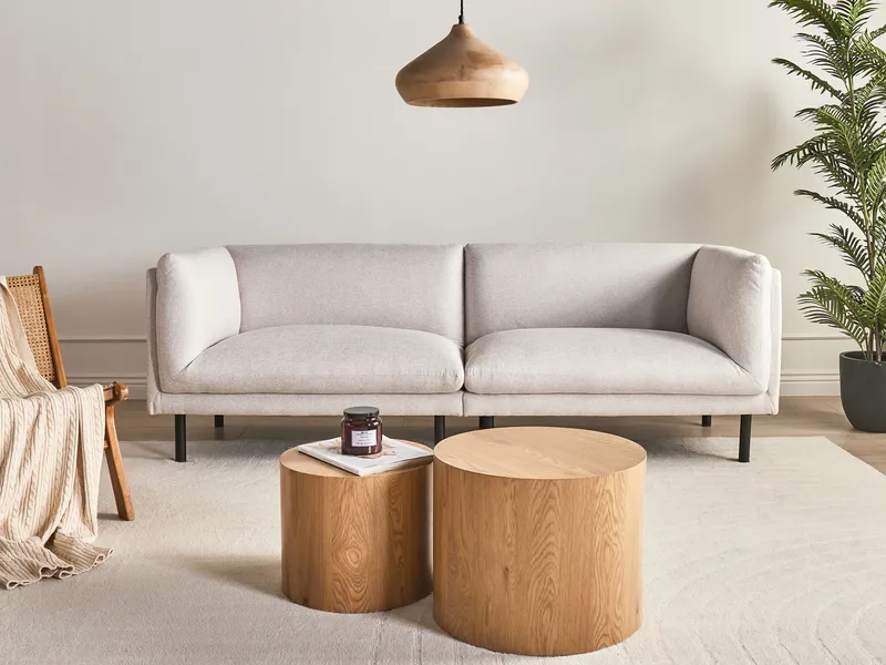 3-istuttava sohva Vorgod Kangas - Vaalea beige - Huonekalut - Sohva - 3:n istuttava sohva