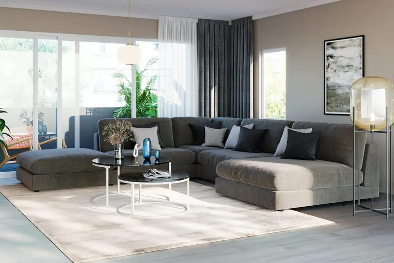 Arken 1-istuttava Divaanimoduuli Sametilla - Tummanharmaa - Huonekalut - Sohva - Moduulisohva - Muut moduulisohvan moduulit