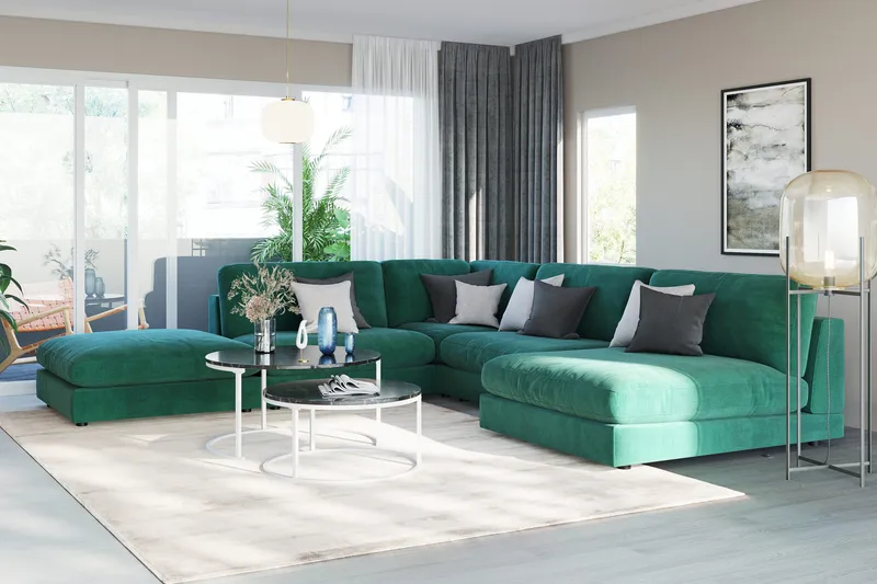 Arken 1-istuttava Divaanimoduuli Sametilla - Vihreä - Huonekalut - Sohva - Moduulisohva - Muut moduulisohvan moduulit