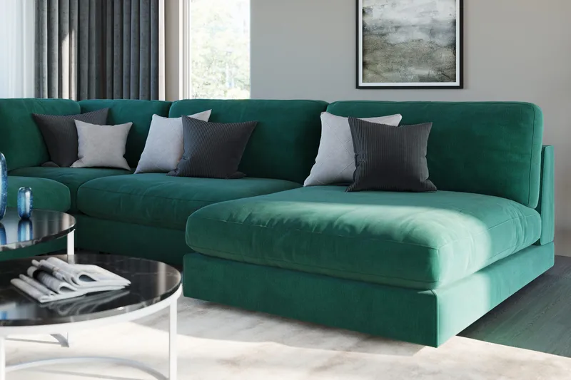 Arken 1-istuttava Keskimoduuli Sametilla 90 cm leveä - Vihreä - Huonekalut - Sohva - Moduulisohva