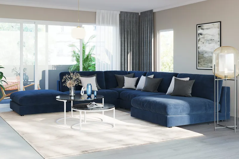 Arken 1-istuttava Kulmamoduuli Sametilla - Sininen - Huonekalut - Sohva - Moduulisohva - Kulmamoduuli