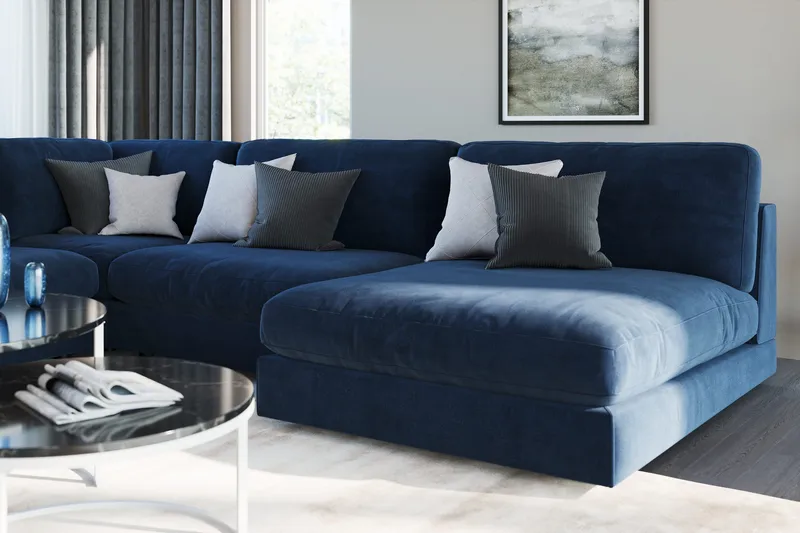 Arken 1-istuttava Kulmamoduuli Sametilla - Sininen - Huonekalut - Sohva - Moduulisohva - Kulmamoduuli
