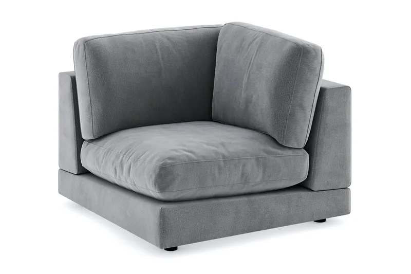 Arken 1-istuttava Kulmamoduuli Sametilla, Vaaleanharmaa