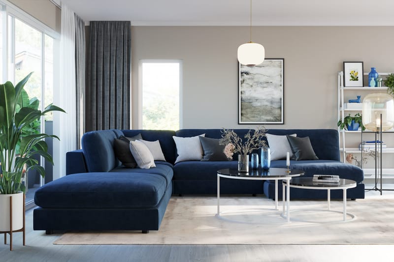 Arken 2-istuttava Keskimoduuli Sametilla 120 cm leveä - Sininen - Huonekalut - Sohva - Moduulisohva