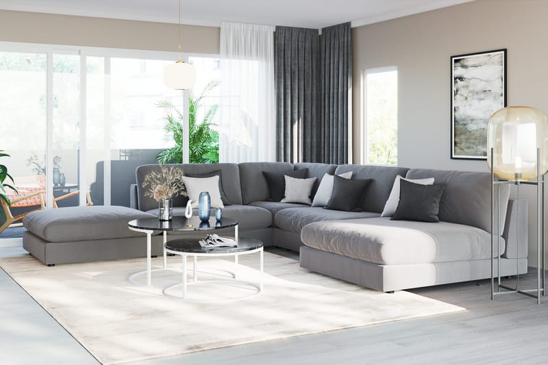 Arken 2-istuttava Keskimoduuli Sametilla 120 cm leveä - Vaaleanharmaa - Huonekalut - Sohva - Moduulisohva