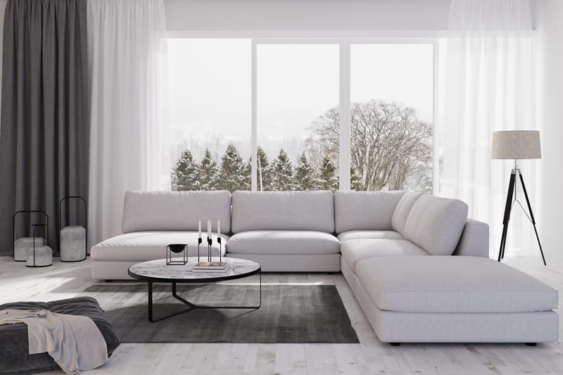 Arken 6-istuttava Käännettävä L-muotoinen Modulaarikulmasohva Divaanilla + Rahi Kankaalla - Harmaa - Huonekalut - Sohva - Moduulisohva - Moduulisohvakokonaisuus