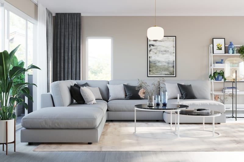 Arken 6-istuttava Käännettävä L-muotoinen Modulaarikulmasohva Divaanilla + Rahi Kankaalla - Harmaa - Huonekalut - Sohva - Moduulisohva