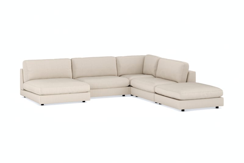 Arken 6-istuttava Käännettävä L-muotoinen Modulaarikulmasohva Divaanilla + Rahi Manchesterekankaalla - Beige - Huonekalut - Sohva - Moduulisohva