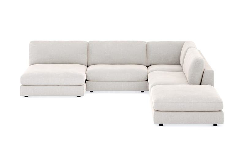 Arken 6-istuttava Käännettävä L-muotoinen Modulaarikulmasohva Divaanilla + Rahi Sametilla, Kermanvalkoinen