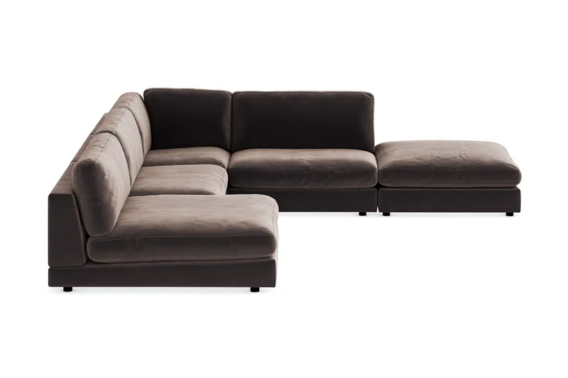 Arken 6-istuttava Käännettävä L-muotoinen Modulaarikulmasohva Divaanilla + Rahi Sametilla - Ruskea - Huonekalut - Sohva - Moduulisohva - Moduulisohvakokonaisuus