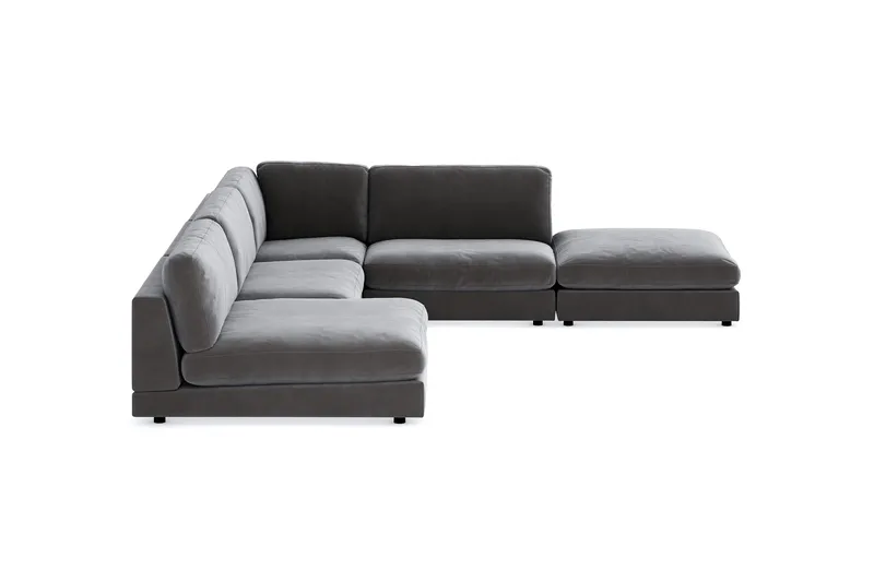 Arken 6-istuttava Käännettävä L-muotoinen Modulaarikulmasohva Divaanilla + Rahi Sametilla - Tummanharmaa - Huonekalut - Sohva - Moduulisohva - Moduulisohvakokonaisuus