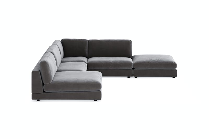 Arken 6-istuttava Käännettävä L-muotoinen Modulaarikulmasohva Divaanilla + Rahi Sametilla - Tummanharmaa - Huonekalut - Sohva - Moduulisohva - Moduulisohvakokonaisuus