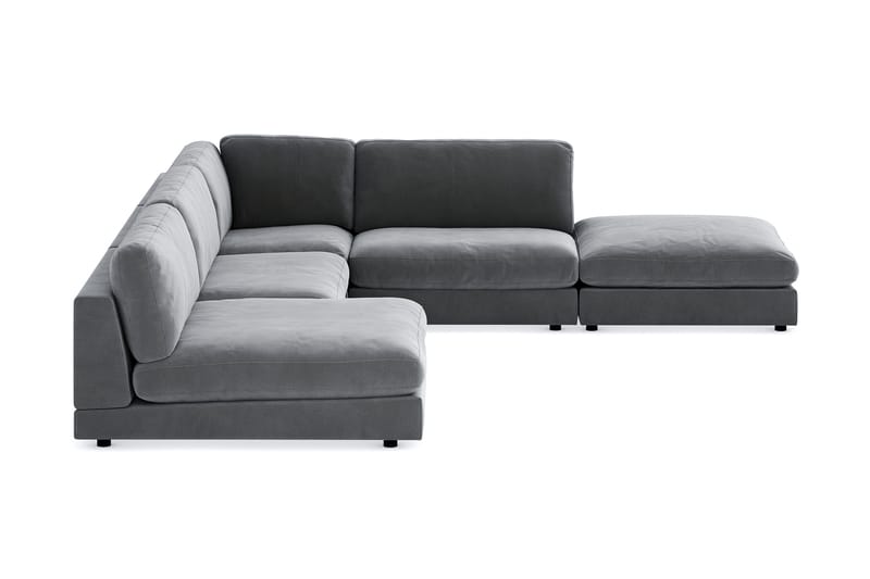 Arken 6-istuttava Käännettävä L-muotoinen Modulaarikulmasohva Divaanilla + Rahi Sametilla - Vaaleanharmaa - Huonekalut - Sohva - Moduulisohva
