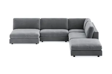 Arken 6-istuttava Käännettävä L-muotoinen Modulaarikulmasohva Divaanilla + Rahi Sametilla