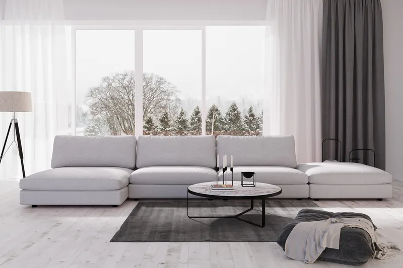 Arken 6-istuttava Käännettävä U-muotoinen Modulaarisohva Divaanilla + Rahi Kankaalla - Harmaa - Huonekalut - Sohva - Moduulisohva - Moduulisohvakokonaisuus