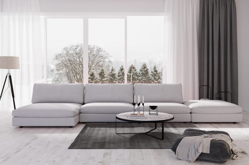 Arken 6-istuttava Käännettävä U-muotoinen Modulaarisohva Divaanilla + Rahi Kankaalla - Harmaa - Huonekalut - Sohva - Moduulisohva - Moduulisohvakokonaisuus