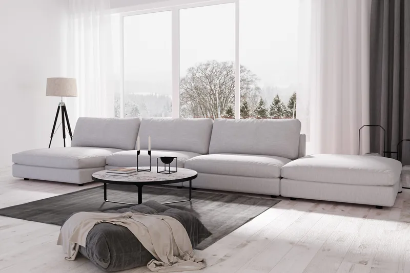 Arken 6-istuttava Käännettävä U-muotoinen Modulaarisohva Divaanilla + Rahi Kankaalla - Harmaa - Huonekalut - Sohva - Moduulisohva - Moduulisohvakokonaisuus