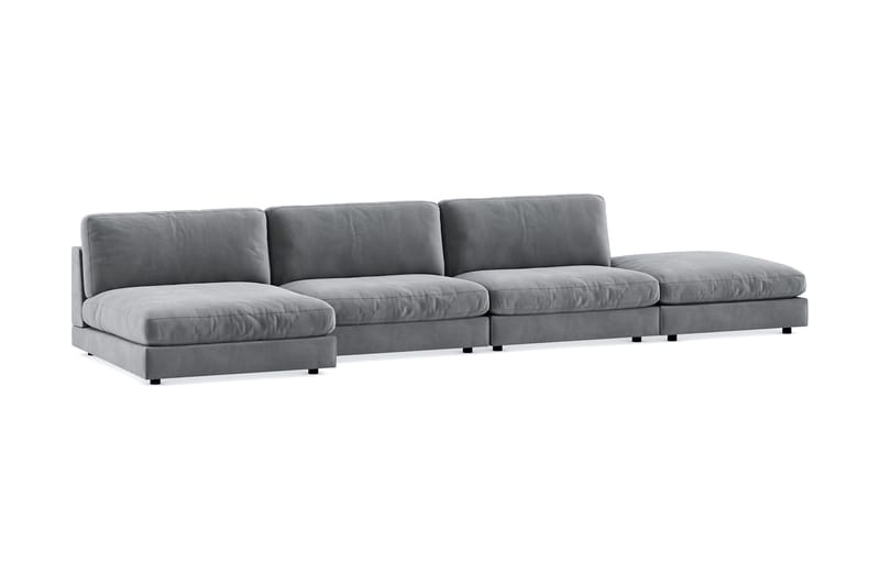 Arken 6-istuttava Käännettävä U-muotoinen Modulaarisohva Divaanilla + Rahi Sametilla - Vaaleanharmaa - Huonekalut - Sohva - Moduulisohva
