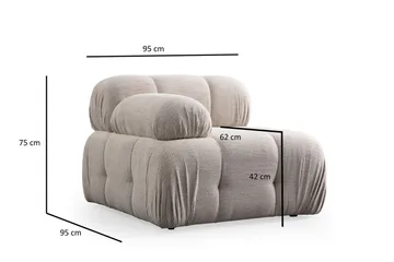 Belgin Oikeamoduuli 95 cm - Kermainen - Huonekalut - Sohva - Moduulisohva - Muut moduulisohvan moduulit