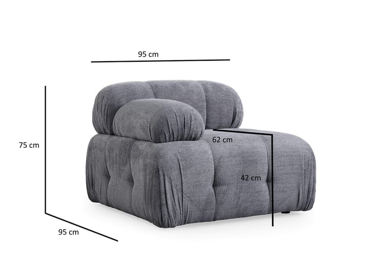 Belgin Vasenmoduuli 95 cm - Harmaa - Huonekalut - Sohva - Moduulisohva - Muut moduulisohvan moduulit