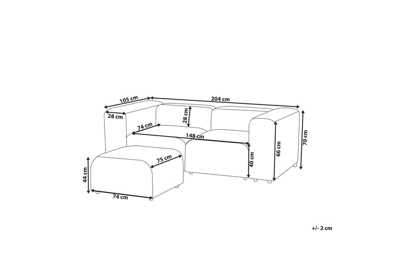 Brenden Modulaarisohva 2-istuttava - Harmaa - Huonekalut - Sohva - Moduulisohva