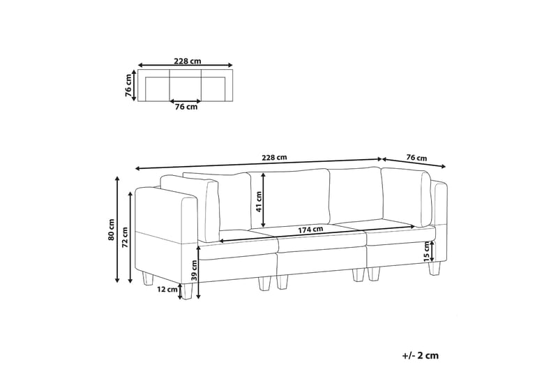 Buck Modulaarisohva 3-istuttava - Harmaa/Musta - Huonekalut - Sohva - Moduulisohva