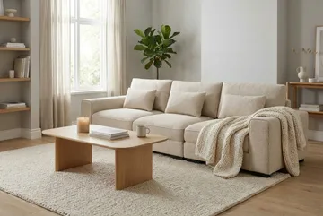 Dubai 3-istuttava sohva extra syvä chenille-kankaalla - Beige - Huonekalut - Sohva - Moduulisohva
