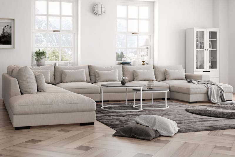Dubai suuri U-moduulisohva, muunneltava, divaani oikea, erikoissyvä - Vaalea / Beige - Huonekalut - Sohva - Moduulisohva - Moduulisohvakokonaisuus