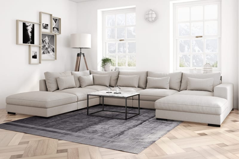 Dubai suuri U-moduulisohva divaanilla oikea, 432 cm, erikoissyvä - Beige - Huonekalut - Sohva - Moduulisohva - Moduulisohvakokonaisuus
