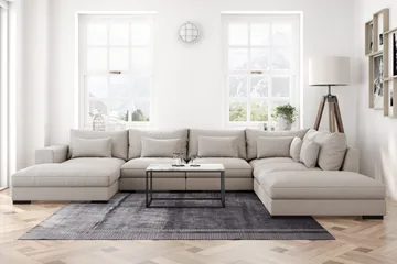 Dubai suuri U-moduulisohva divaanilla vasen, 432 cm, erikoissyvä - Beige - Huonekalut - Sohva - Moduulisohva - Moduulisohvakokonaisuus