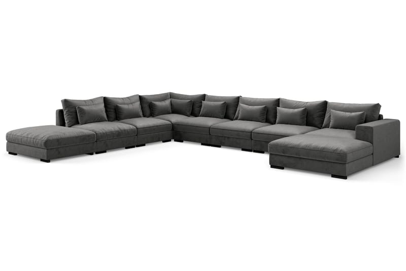 Dubai suuri U-moduulisohva Large, divaani oikea, sametti, erikoissyvä - Tummanharmaa - Huonekalut - Sohva - Moduulisohva - Moduulisohvakokonaisuus