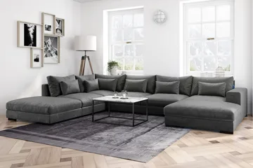 Dubai suuri U-sohvan moduuli divaanilla oikea, sametti, erikoissyvä - Tummanharmaa - Huonekalut - Sohva - Moduulisohva - Moduulisohvakokonaisuus