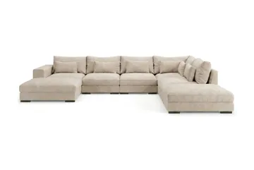 Dubai suuri U-sohvan moduuli divaanilla vasen, erikoissyvä chenille-kankaalla