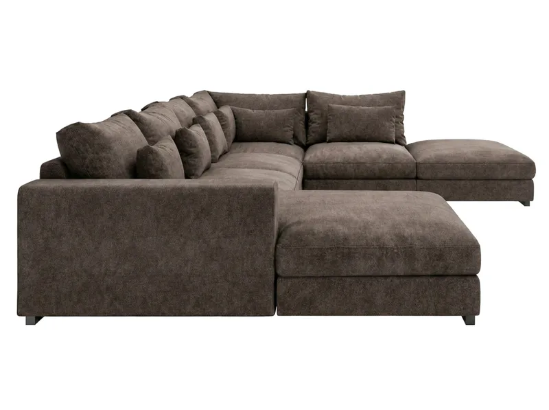 Dubai suuri U-sohvan moduuli divaanilla vasen, erikoissyvä chenille-kankaalla - Tummanruskea - Huonekalut - Sohva - Moduulisohva - Moduulisohvakokonaisuus