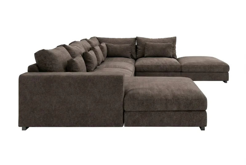 Dubai U-moduulisohva divaanilla oikea, erikoissyvä chenille-kankaalla - Tummanruskea - Huonekalut - Sohva - Moduulisohva - Moduulisohvakokonaisuus