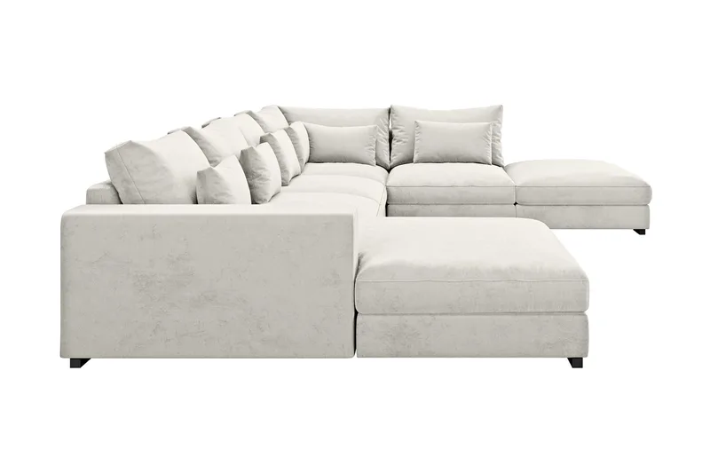 Dubai U-moduulisohva divaanilla vasen, sametti, erikoissyvä - Valkoinen - Huonekalut - Sohva - Moduulisohva - Moduulisohvakokonaisuus
