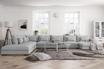 Dubai U-moduulisohva Large, divaani oikea, erikoissyvä - Vaaleanharmaa - Huonekalut - Sohva - Moduulisohva - Moduulisohvakokonaisuus